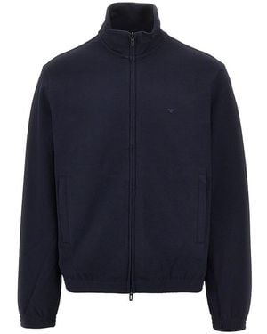 Emporio Armani Piquet Jersey Full-Zip Sweatshirt - Blue
