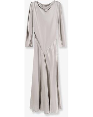 Alberta Ferretti Satin Long Dress - White