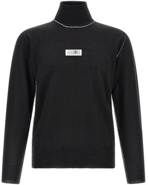 MM6 by Maison Margiela Turtleneck Jumper With Contrast Stitching - Black