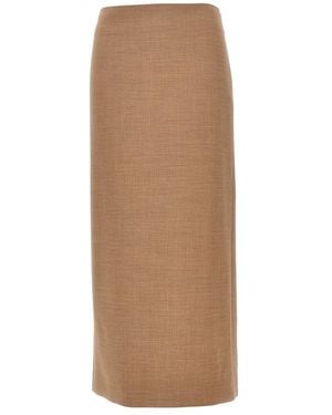 ARMARIUM Jackie Stretch Wool Midi Skirt - Brown