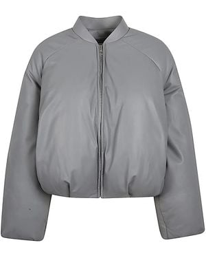 Loewe Leather Padded Bomber Jacket - Grey