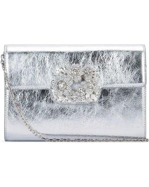 Roger Vivier Mini Rv Bouquet Strass Envelope Bag - Gray