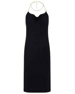 Bottega Veneta Luxury Open Back Midi Dress With Chain Straps - Black
