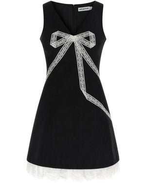 Self-Portrait Self Portrait Crêpe Bow Lace Mini' Dress - Black