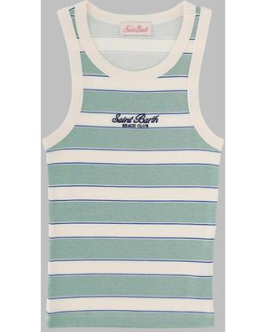MC2 Saint Barth Tank Top "Ada" Con Logo - Blue