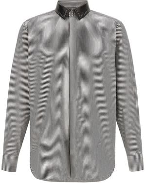 Tom Ford Striped Shirt With Detachable Collar - Gray