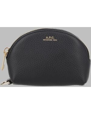 A.P.C. A. P.C. Pebbled Leather Zip Pouch - Grey