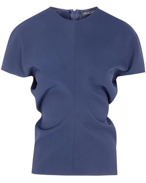 DR. HOPE Bias Cut Crew Neck Top - Blue