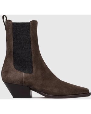 Brunello Cucinelli 45Mm Elastic-Panel Suede Cowboy Boots - Brown