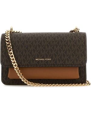MICHAEL Michael Kors Printed Canvas And Leather Claire Shoulder Bag - Brown