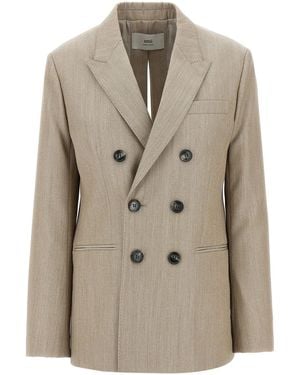 Ami Paris Maxi Split Blazer - Natural