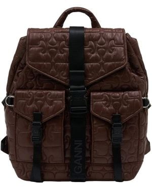 Ganni Re Tech Quilted Backpack - Brown