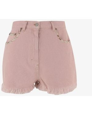 Valentino Old Rose Cotton Denim Shorts - Pink