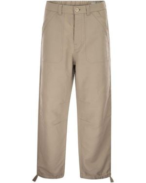 Brunello Cucinelli Cotton And Linen Drill Trousers With Patch Pockets And Drawstring - Natural