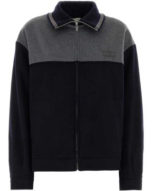 Miu Miu Two-Tone Velour Jacket - Black