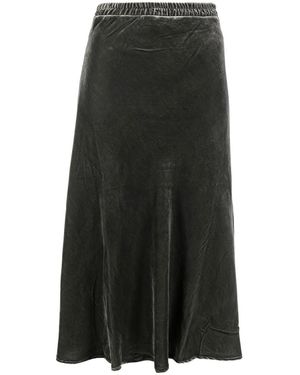Gold Hawk Velvet Long Skirt - Black
