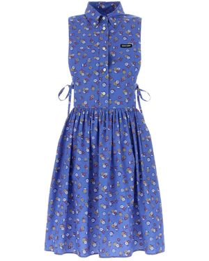 Miu Miu Printed Poplin Shirt Dress - Blue