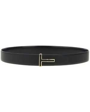 Tom Ford Logo Buckle Reversible Belt - Black