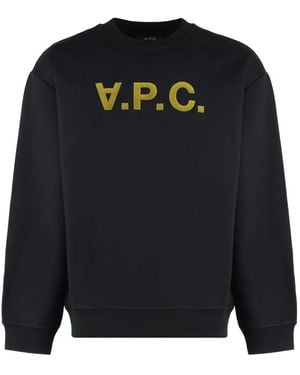 A.P.C. A.P.C. Velvet-Effect Logo Print Sweatshirt - Black