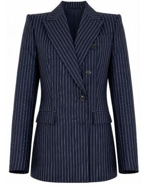 Pinko Pinstripe Double Breasted Jacket - Blue