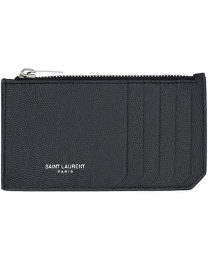Saint Laurent Fragments Card Holder With Zip - Black