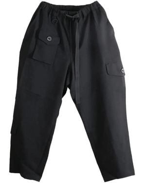 Y-3 Wide-Legged Trousers With A Belt - Grey