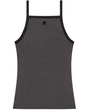 Courreges Contrasting Tank Top - Black