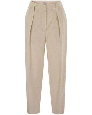 Brunello Cucinelli Striped Canvas Trousers - Natural