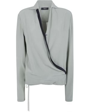 Ibrigu Asymmetrical Silk Shirt With Contrasting Bias - Grey