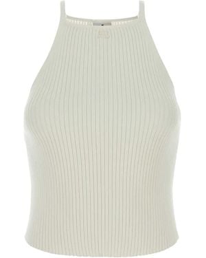Courreges Circle Rib Knit Top - White