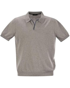 Fay Cotton Buttonless Polo Shirt - Grey