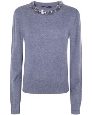 Seventy Round Neck Jumper With Appliques - Blue