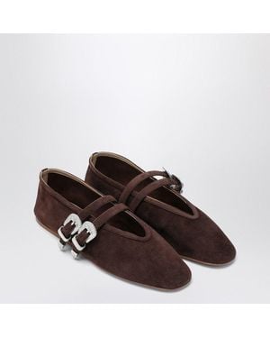 Le Monde Beryl Suede Claudia Ballet Flats - Brown