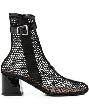 Alaïa Alaia Mesh Buckle-Strap Ankle Boots - Black