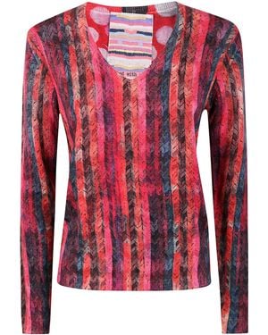 In bed with You V Neck Reversible Sweater - Red