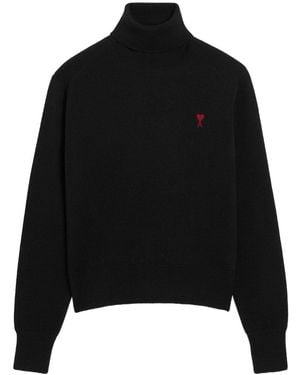 Ami Paris Wool Noir Rouge Sweater - Black