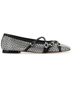 Mach & Mach Mach&Mach Crystal Net Square Toe Ballerinas With Strap - Black