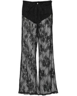 Patrizia Pepe Flared Pants With Lace - Black