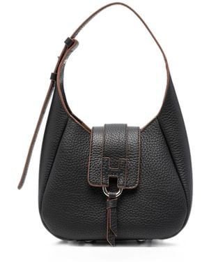 Hogan Trend Mini Leather Hobo Bag - Black