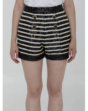 Balmain Sequined Shorts - Black