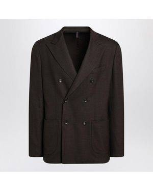 Santaniello Checked Double Breasted Jacket - Black