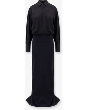 DARKPARK Wool And Satin Long Dress - Black