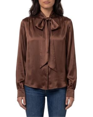 FEDERICA TOSI Silk-Blouse Blouse With Bow - Brown