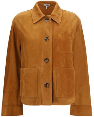 Loewe Suede Goat Leather Workwear Jacket - Brown