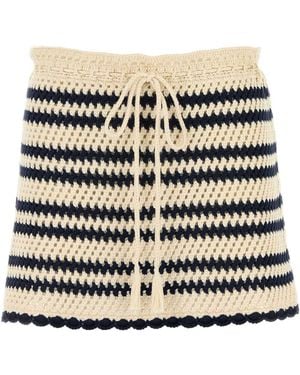 Miu Miu Two-Tone Crochet Mini Skirt - Black