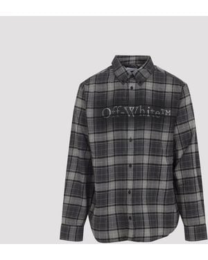 Off-White c/o Virgil Abloh "Spray Book Check" Flan Regular Shirt - Gray