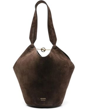KHAITE Lotus Mini Leather Bucket Bag - Black