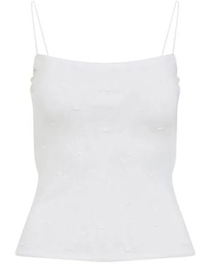 Jacquemus Off The Plumetis Viscose Top - White