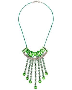 Dries Van Noten Statement Brass Necklace With Strass Charms - Green