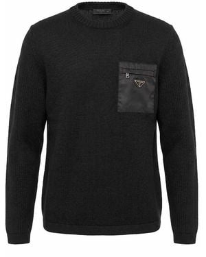 Prada Sweater With Re-Nylon Detail - Black